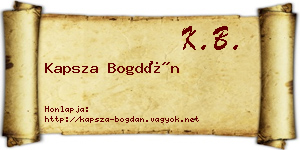 Kapsza Bogdán névjegykártya